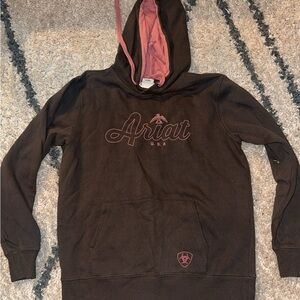 Ariat Women’s Dark Brown Hoodie with Pink Accents EUC small